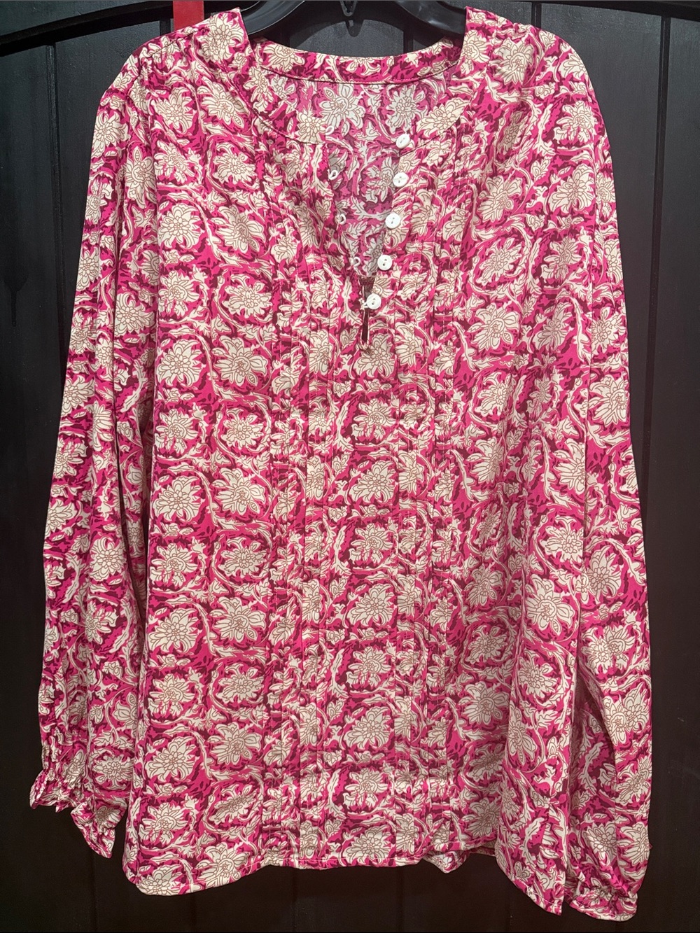 Scarlett Pink and Cream Floral Button-Front Tunic